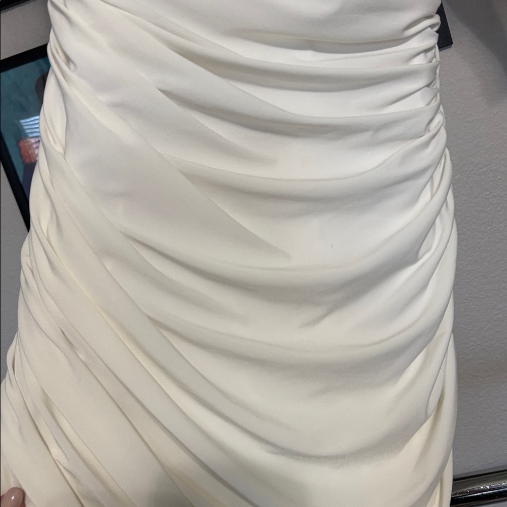 Pinup Couture Cream Ruched V-Neck Midi Dress - Picture 5 of 7
